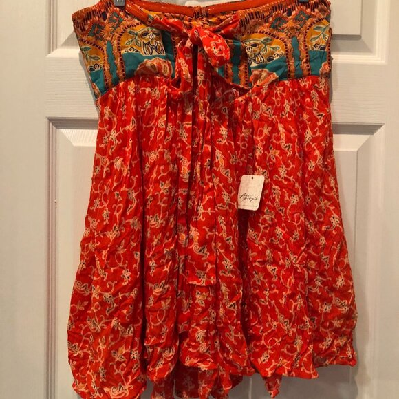 Free People Dresses & Skirts - NWT FREE PEOPLE Elowen Tube Orange Pattern Print Romper Size M